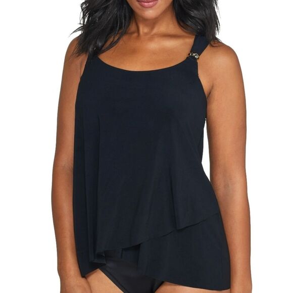 Miraclesuit NWT Black Solid Razzle Dazzle Underwire Tankini Top Women's size‎ 8 - Picture 1 of 10